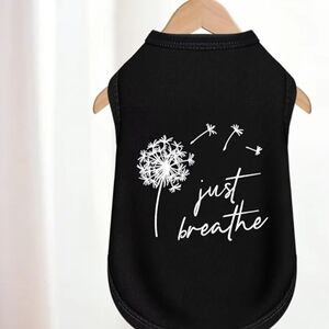 Black Dog Shirt with White Dandelion Print